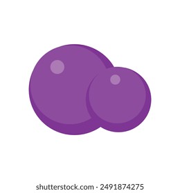 Diseño plano de fruta de uva fresca aislado en el Vector de fondo blanco.