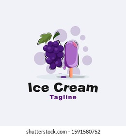 fresh grape ice cream logo design