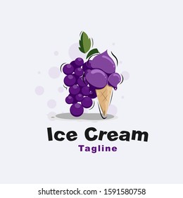 fresh grape ice cream logo design