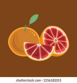 Fresh grapefruit flat vector illustration. Cute fresh delicious grapefruit cartoon vector illustration for graphic design and decorative element