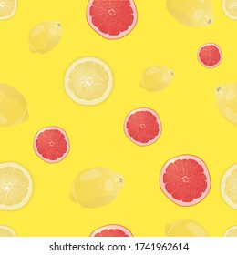 Pomelo fresco y limón. Fondo de color de fruta minimalista