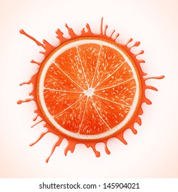 fresh grapefruit with splash eps10 vector illustration