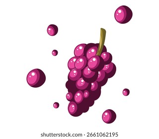Fresh Grapes and a bunch of Fruit Dropping vector illustration