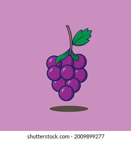 Fresh grapes vector icon. fruit logos. Grape fruit cartoon illustration. Isolated background
