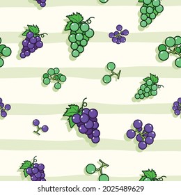 Fresh grapes vector illustration. fruit background pattern.