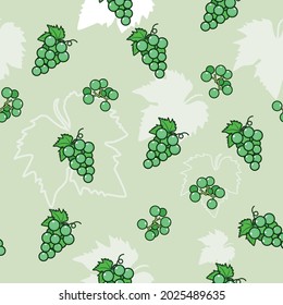 Fresh grapes vector illustration. fruit background pattern.
