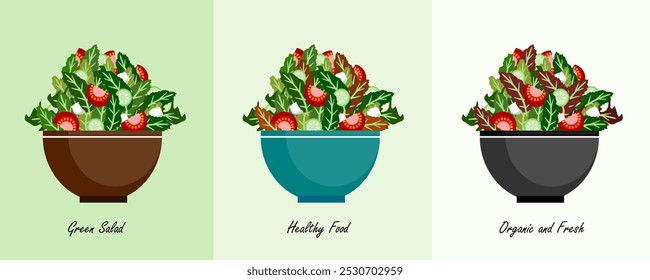 Fresh greek salad in bowl vector. Isolated healthy menu illustration. Healthy food designs for business.