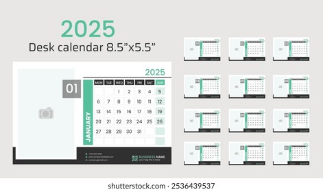 Fresh Green 2025 Calendar – Eco-Inspired Planner with Clean Monthly Layouts, Monday Start