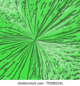 fresh green 3D paper cut organic pattern with center focussed lines and crinkled elements, vector illustration
