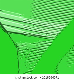 fresh green abstract 3D pattern with triangle ornament, grid lines and flat colored areas, vector illustration