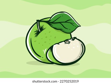 Manzana verde fresca con fondo