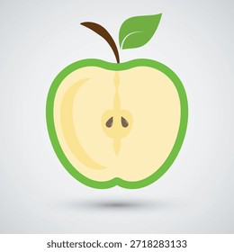Fruta de manzana verde fresca medio cortado icono para el concepto de comida saludable