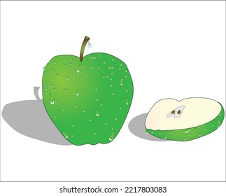 vector de fruta verde fresco con efecto de gota de agua