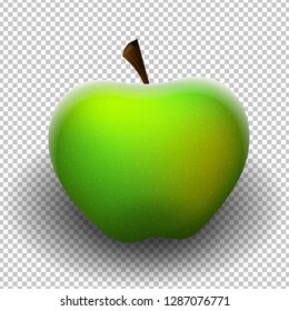 Fresh green apple isolated on transparent background. Vector illustration