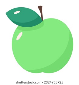 Fresh green apple with leaf brochure element design. Healthy food. Vector illustration with empty copy space for text. Editable shapes for poster decoration. Creative and customizable frame