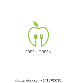fresh green apple logo healthy food vector icon