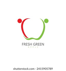 fresh green apple logo healthy food vector icon