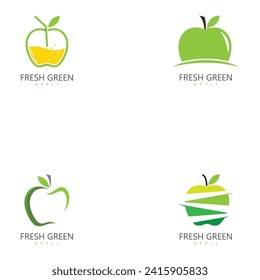 fresh green apple logo healthy food vector icon