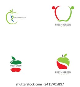 fresh green apple logo healthy food vector icon