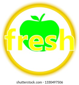 fresh green apple modern slogan for t-shirt and apparels graphic vector print and other uses.logo label badge for organic food, natural product,food market, e-commerce.Vector illustration