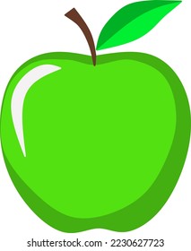 Fresh green apple on white background, vector illustration