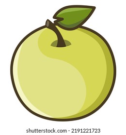 Fresh Green Apple Simple Vector Art