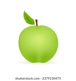 Frisch grüner Apfel mit einem Blatt, realistisches Farbverlauf-Maschendesign. Realistischer grüner Apfel. Vektorgrafik