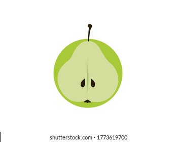 Ilustración del vector verde de Apple Slice fresco aislado en el fondo blanco. fruta fresca de verano. puede utilizarse para plantillas, ilustraciones, patrones, elementos de diseño
