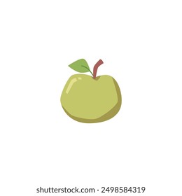 Fresh green apple vector flat illustration. Whole juicy apple fruit icon isolated. Healthy natural vitamin food, organic ingredient. Cartoon sweet flavor fruit farm harvest