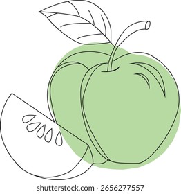 Frisch grüner Apfel, Vektorgrafik für gesunde Ernährung, Bio-Lebensmittel und Ernährungskonzepte	
