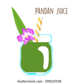 fresh green aromatic pandanus leaf juice vector illustration