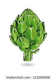 
fresh green artichoke drawing 