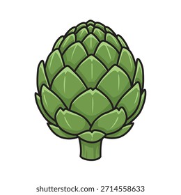 Fresh green artichoke vegetable vector illustration icon in flat cartoon style isolated on white background