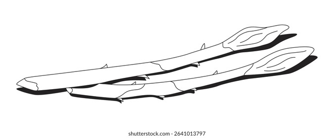 Fresh green asparagus spears 2D line object. Organic produce. Cooking ingredient. Spring vegetable stalks. Healthy greens isolated clipart vector ink outline item. Monochrome spot illustration