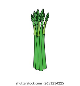 Lança de espargos verde fresco estilo vegetariano limpo Ilustração vetorial