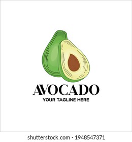 Fresh green avocado fruit logo vector