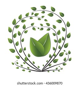 Fresh green background. Leaf tree. Vector illustration
