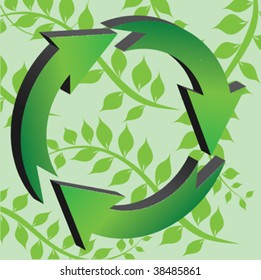 Fresh green background with recycle sign