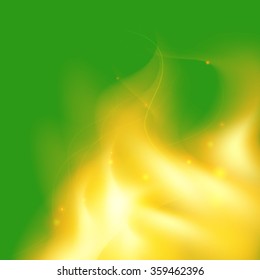 Fresh green background with soft yellow-orange flame. Illustration contains gradient mesh.