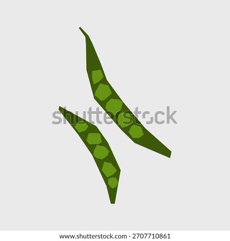 Fresh green beans illustration. Simple icon of organic vegetable for farmers market advertising. Vector symbol of harvested salad vegetables in minimal flat style.