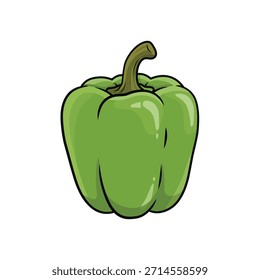 Icono fresco de la Ilustración vectorial vegetal del pimiento verde en estilo plano de la historieta aislado en el fondo blanco