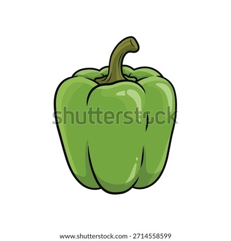 Fresh green bell pepper vegetable vector illustration icon in flat cartoon style isolated on white background