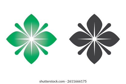 Fresh Green or black color Grass Material Design Leaf green ornament design and symbol vector logo Design