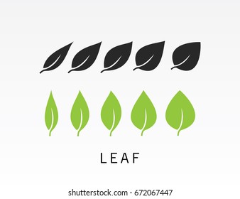 Fresh green and black leaf icon set vector illustration on light gray background.