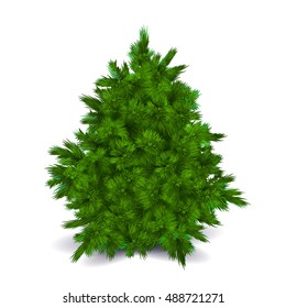 Fresh Green Blank Realistic Vector Christmas Tree Isolated On White
