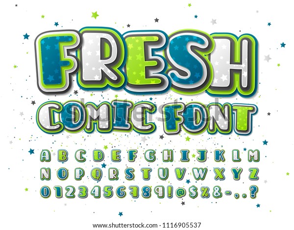 Fresh Green Blue Comic Font Star Stock Vector (Royalty Free) 1116905537 ...