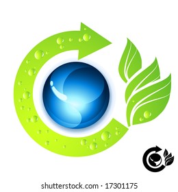 Fresh green and blue icon vector illustration.