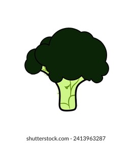 Fresh green broccoli. Brocoli vegetable in doodle style