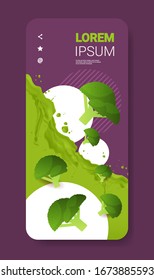 fresh green broccoli juice liquid splash realistic splashes healthy vegetable splashing waves smartphone screen mobile app vertical copy space vector illustration