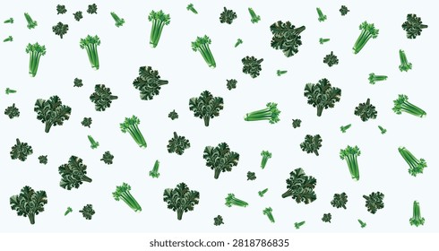 Fresh green broccoli pieces and stems arranged randomly on a white surface perfect for health food, vegetable nutrition, or culinary visual content